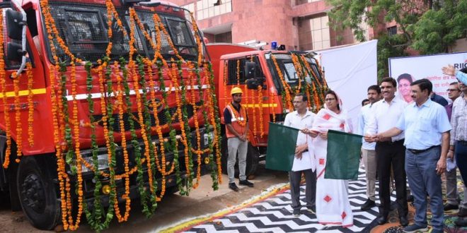 Industry and Commerce Minister Shakuntala Rawat flagged off the fire fighting vehicles for industrial areas