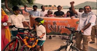 डोल का बाढ़ बचाओ आंदोलन कि जयपुर से दिल्ली तक की साइकिल यात्रा का छटा दिन