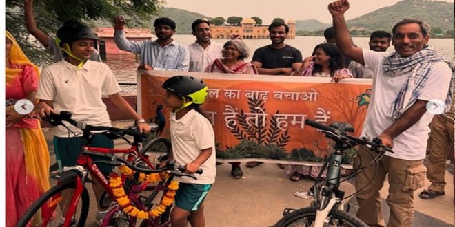 Sixth day of Dol's Flood Bachao Andolan's cycle journey from Jaipur to Delhi