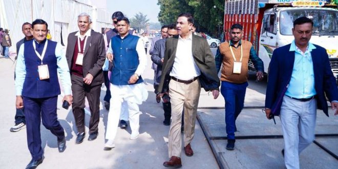 ACS Industries Shikhar Agarwal reviewed the preparations for India Stonemart 2026 at JECC Sitapura.