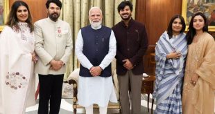 प्रधानमंत्री मोदी ने पद्म भूषण मलयालम अभिनेता ममूटी और उनके परिवार से मुलाकात की