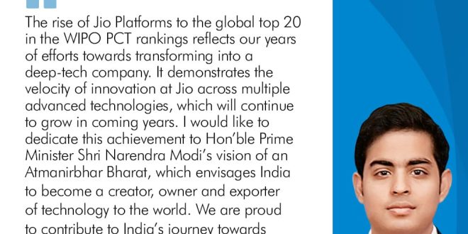 Jio breaks into top-20 in global patent rankings, becoming the only Indian tech company to do so