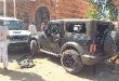 Vehicles were driven through the streets of the village, a young man's leg was crushed and he was referred to Jodhpur.